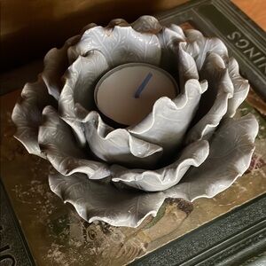 Elegant Gray Ceramic Candle Holder